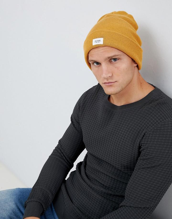 Esprit Turn Up Beanie In Mustard - Yellow
