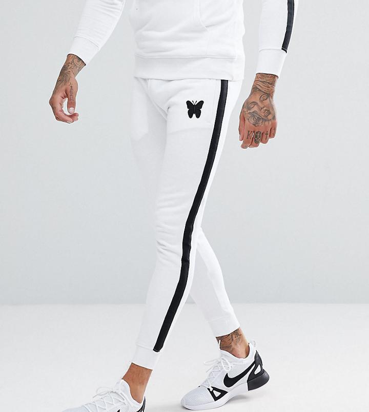 Good For Nothing Skinny Joggers In White With Side Stripes - White
