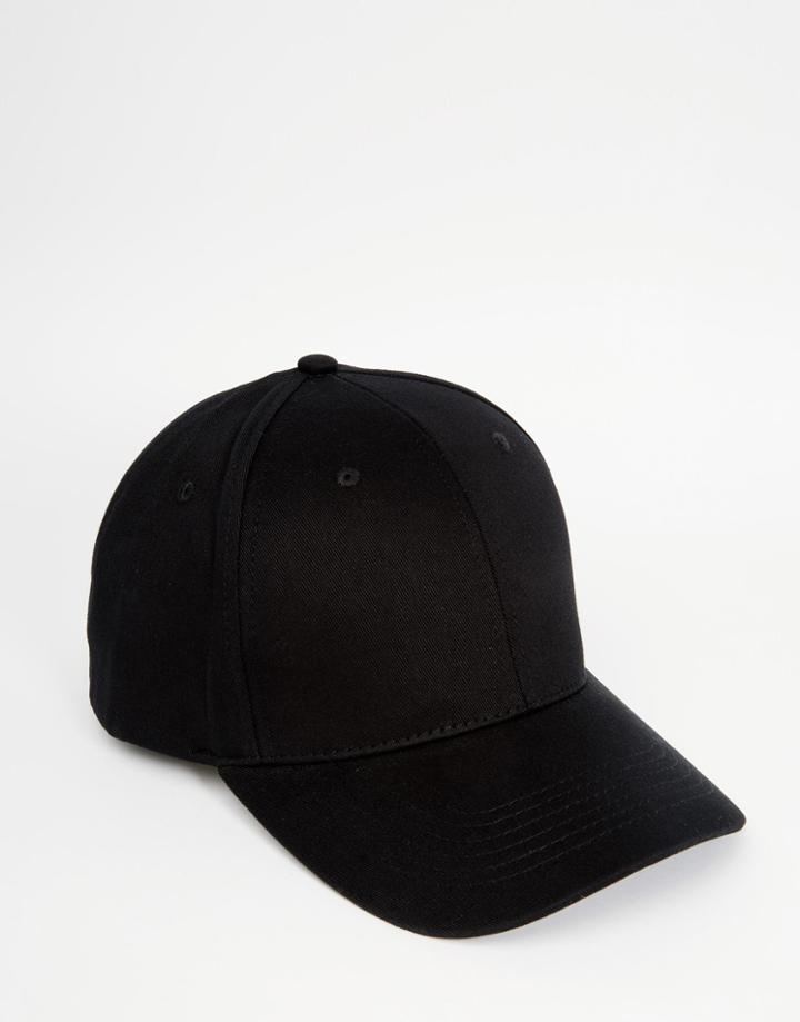 Asos Baseball Cap In Black - Black