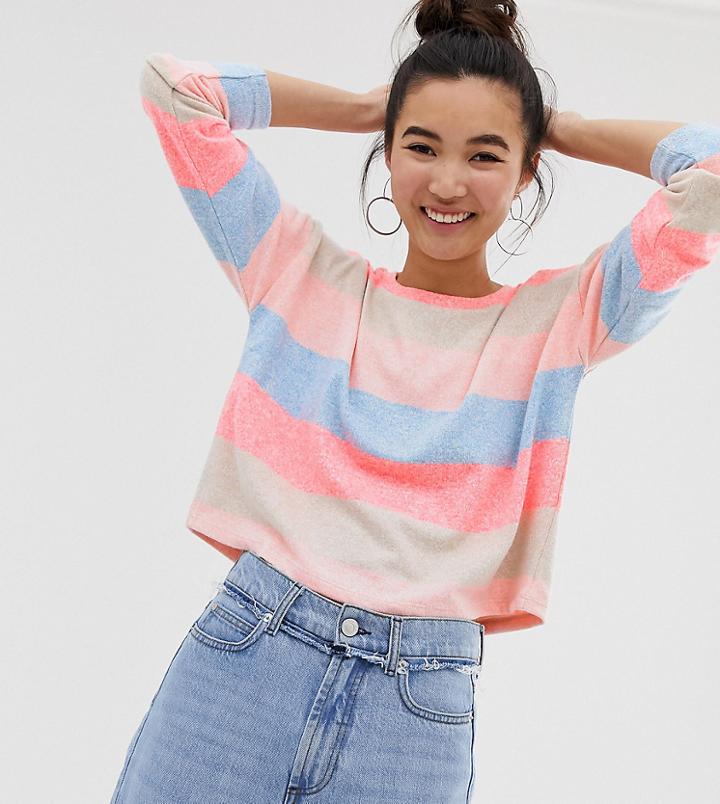 New Look Top With Neon Stripes In Multi