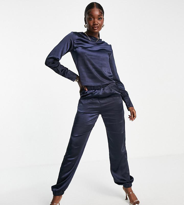 4th & Reckless Tall Satin Joggers In Navy - Part Of A Set