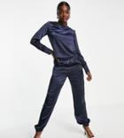 4th & Reckless Tall Satin Joggers In Navy - Part Of A Set