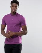 Asos Short Sleeve Jersey Polo In Purple - Purple