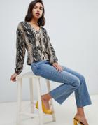 Vero Moda V Neck Snake Blouse - Multi