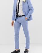 Twisted Tailor Super Skinny Suit Pants In Blue Linen