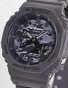 Casio G-shock Mens Silicone Watch With Camo Dial In Gray