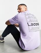 Lacoste Repeat Back Logo T-shirt In Lilac-purple