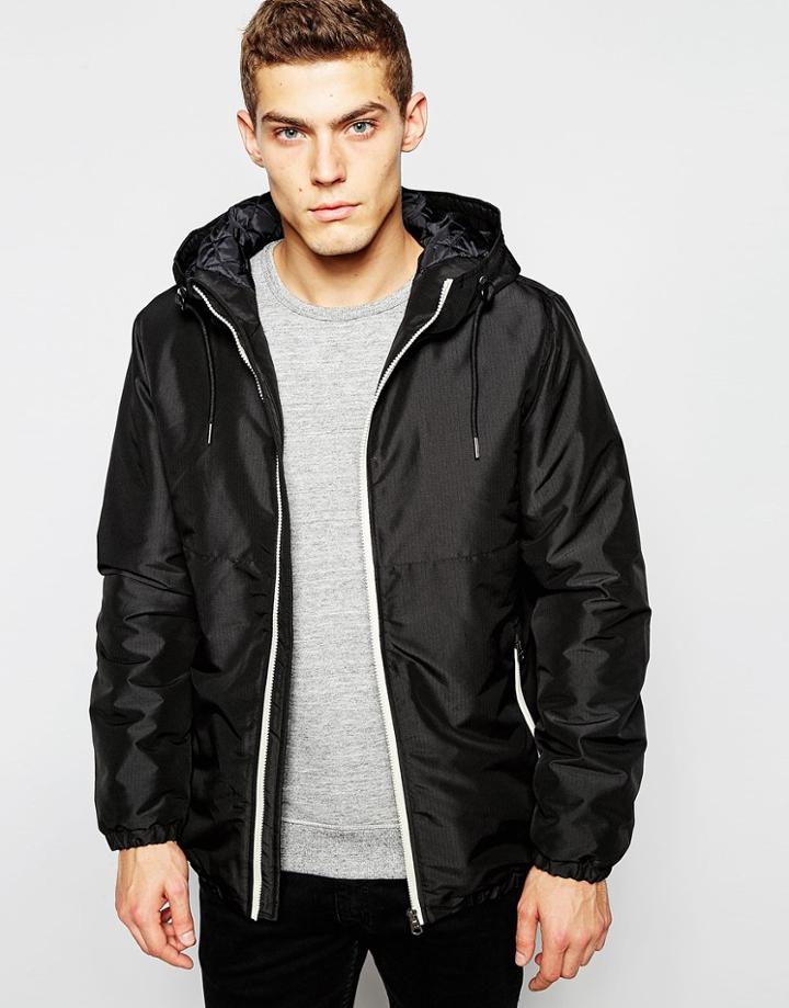 Jack & Jones Hooded Coat - Navy