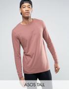 Asos Tall Longline Long Sleeve T-shirt - Pink