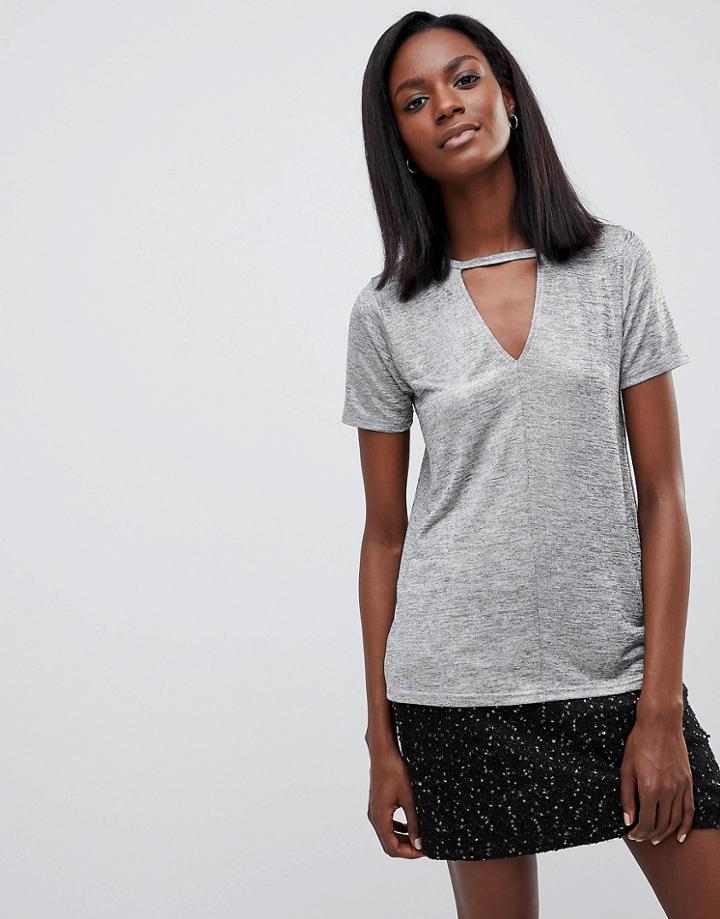 Oasis Foil Choker T-shirt - Silver