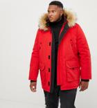 New Look Plus Parka Jacket In Red - Red