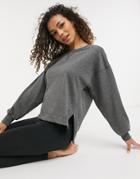 Nike Yoga Loose Fit Crew Neck Sweatshirt In Black Heather
