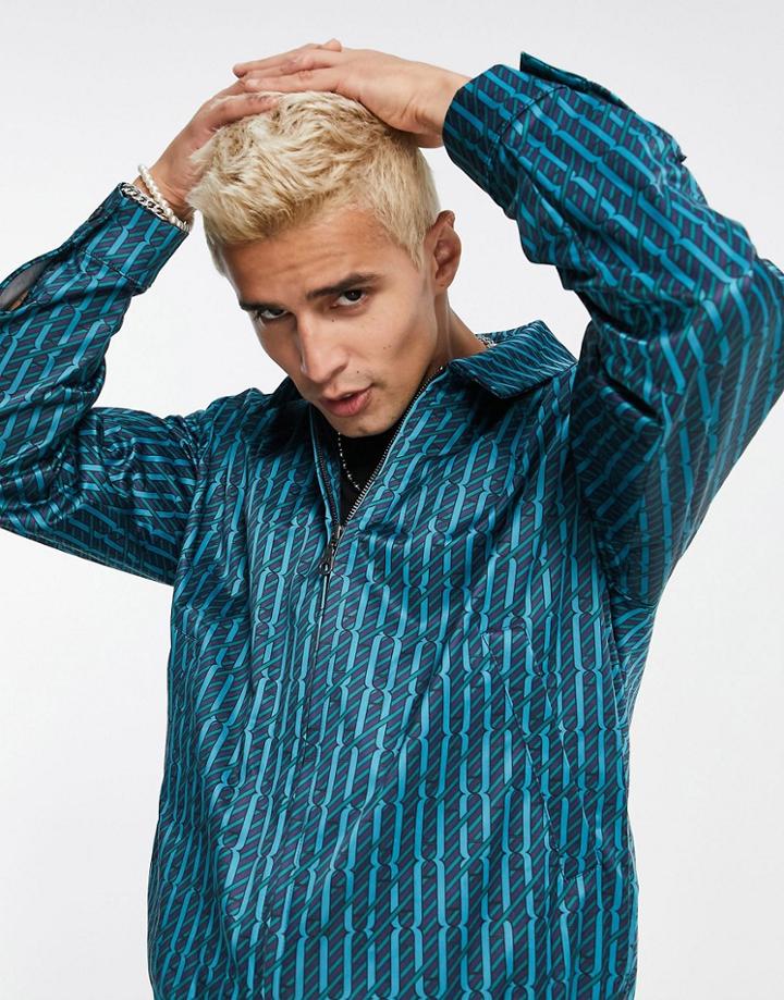 Asos Design Smart Harrington Jacket With Retro Stripe In Blue - Part Of A Set-blues