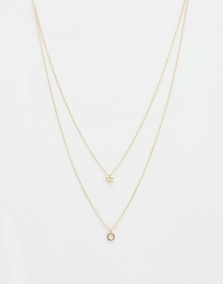 Asos Multirow Star & Circle Necklace - Gold