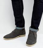 Asos Design Wide Fit Desert Boots In Gray Suede - Gray
