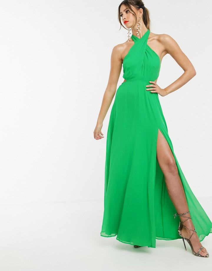 Asos Design Maxi Dress With Crossover Neck - Multi