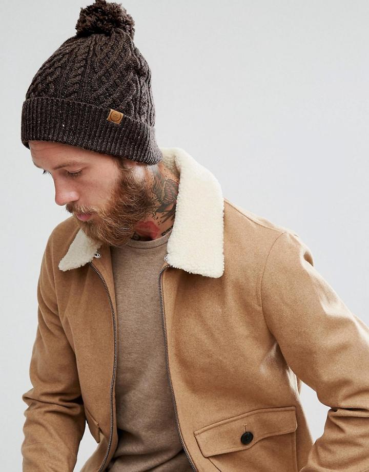 Boardmans Cable Bobble Hat - Brown