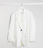Asos Design Tall Grandad Coat With Sleeve Detail In White-green