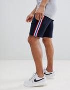 Asos Design Jersey Skinny Shorts With Side Stripe In Navy - Navy