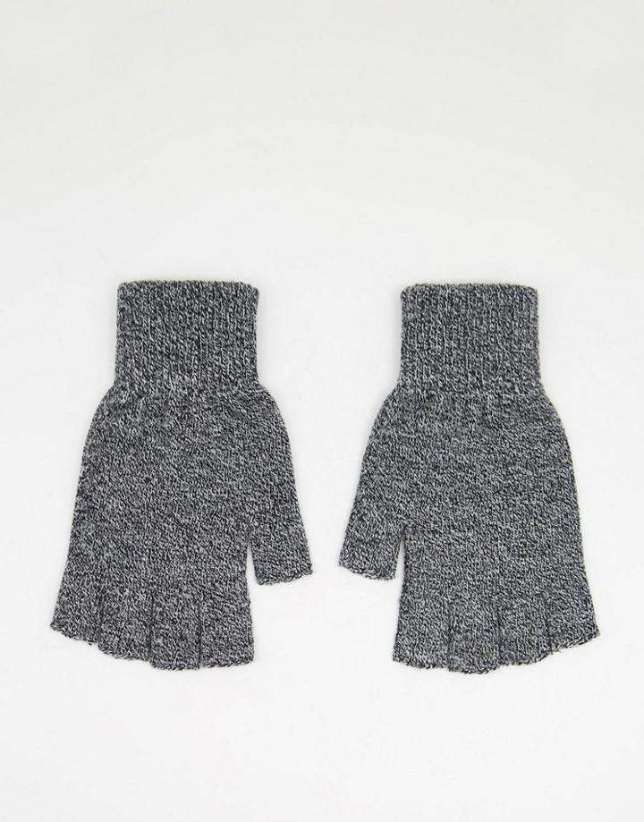 Asos Design Fingerless Gloves In Black And White