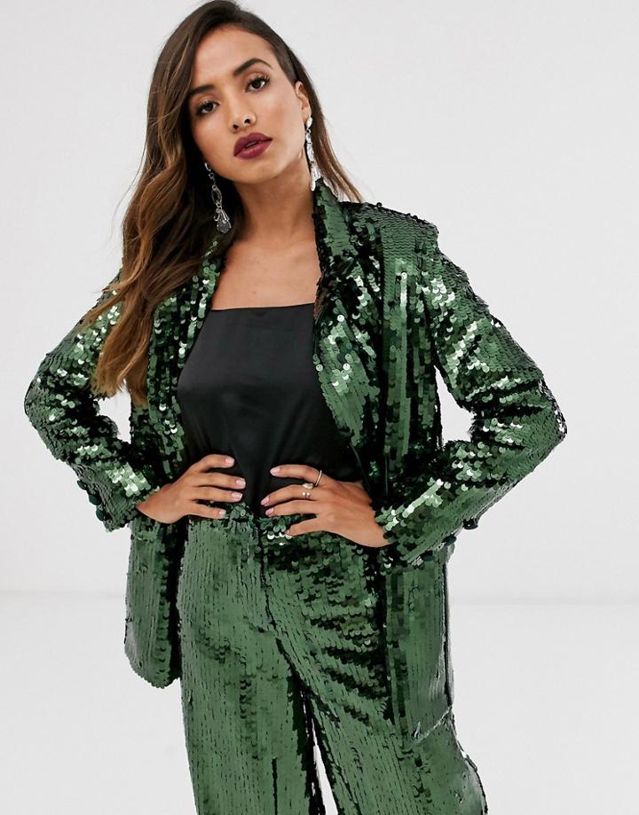 Asos Edition Double Breasted Blazer In Sequin