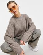 Weekday Aggie Recycled Knitted Sweater In Mole Melange-brown