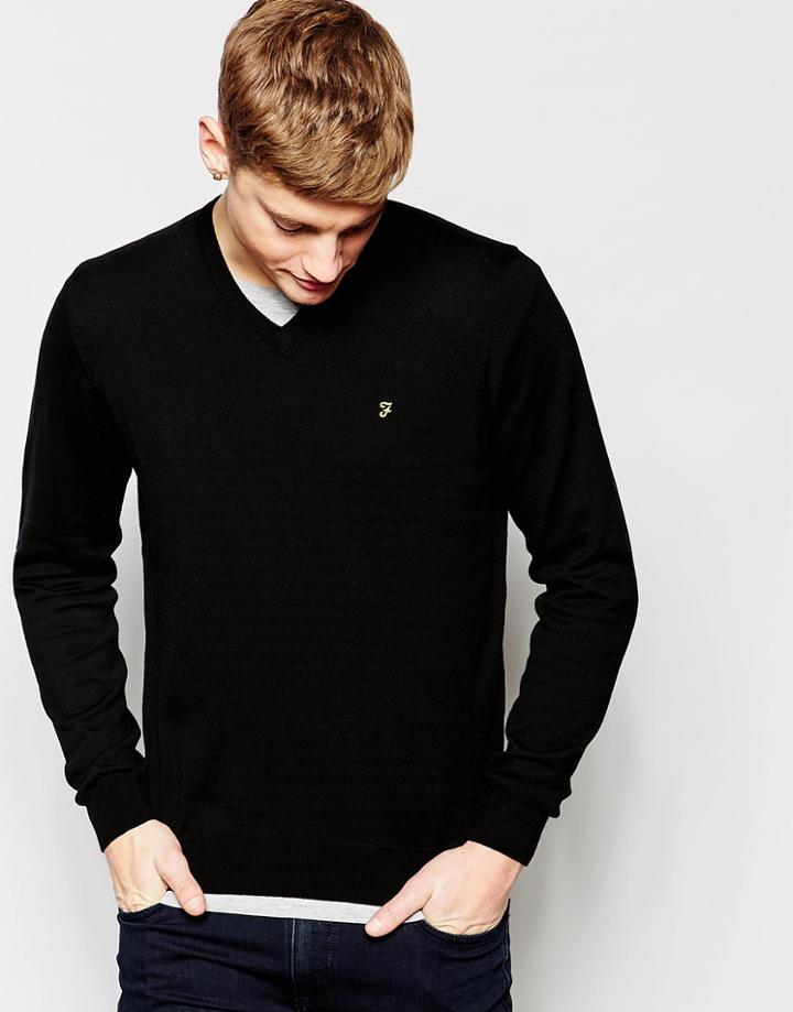 Farah Devlin V Neck Sweater - Black