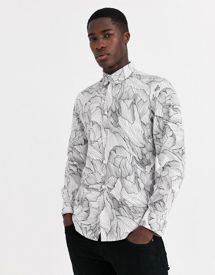 Selected Homme Graphic Print Shirt In White