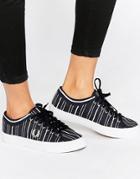 Fred Perry Kendrick Tipped Cuff Canvas Retro Stripe Navy Sneakers - Navy