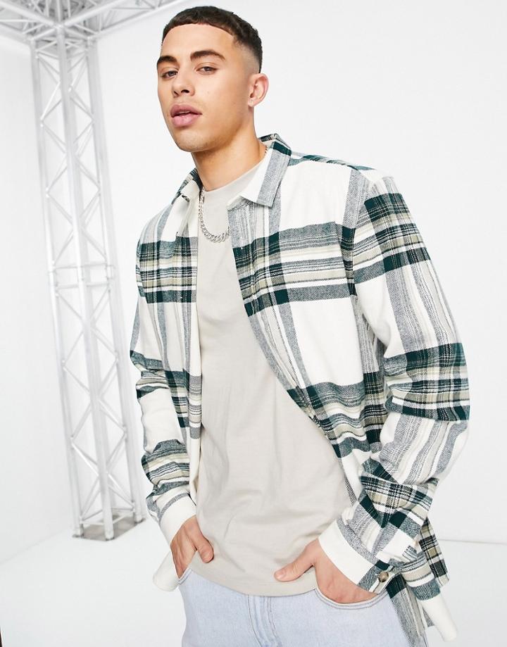 River Island Check Shirt In Green-white