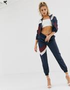 Asos Design Shell Jogger In Navy Color Block - Navy