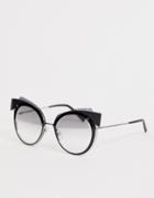 Marc Jacobs Cat Eye Sunglasses In Black And Silver