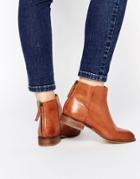 Dune Philbert Clean Leather Zip Back Ankle Boots - Tan