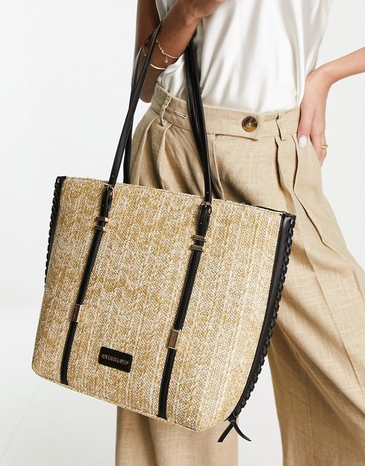 River Island Weave Shopper Bag In Beige-neutral