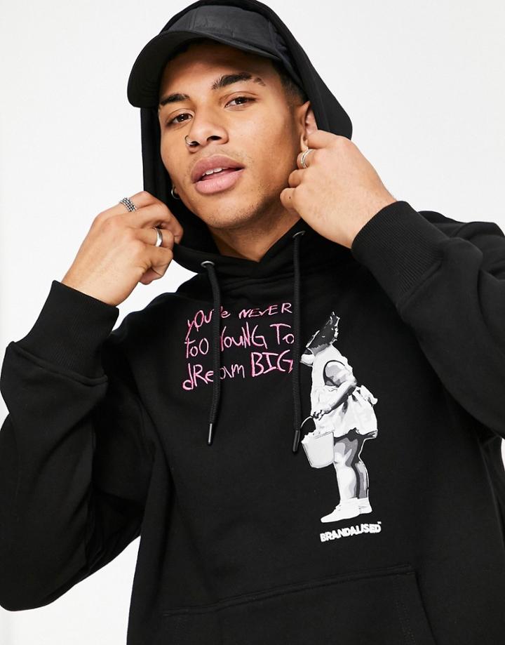 Topman Banksy Print Hoodie In Black