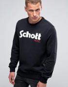 Schott Large Logo Crew Sweatshirt - Black