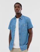 Selected Homme Short Sleeve Denim Shirt-blue