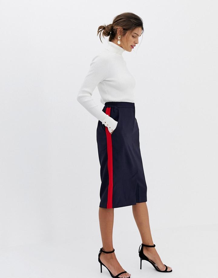 Closet Stripe Detail Skirt - Navy