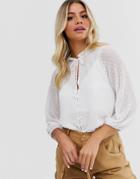 New Look Tie Neck Detail Top In White
