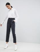 Unique 21 Stripe Elastic Waist Tailored Pants-navy