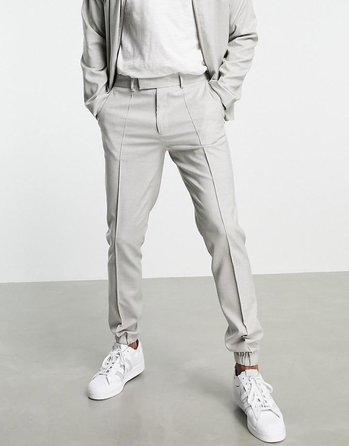 Asos Design Smart Skinny Sweatpants Set In Stone Textures-neutral