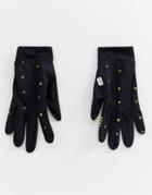Asos 4505 Running Gloves In Black With Neon Geo-tribal Print - Black