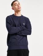Emporio Armani Bodywear Terry Eagle Logo Sweatshirt In Navy