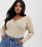 Only Curve V Neck Rib Top