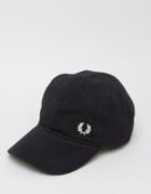 Fred Perry Pique Baseball Cap With Logo - Black