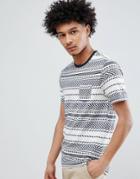 Celio T-shirt With Textured Stripe - Blue