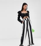 Collusion Bold Stripe Pants With Ruffle Hem-multi