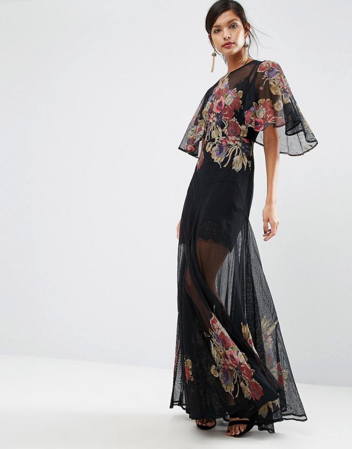 Asos Salon Premium Floral Maxi Dress - Multi