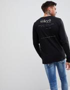 Asos Long Sleeve T-shirt With Tokyo Print - Black