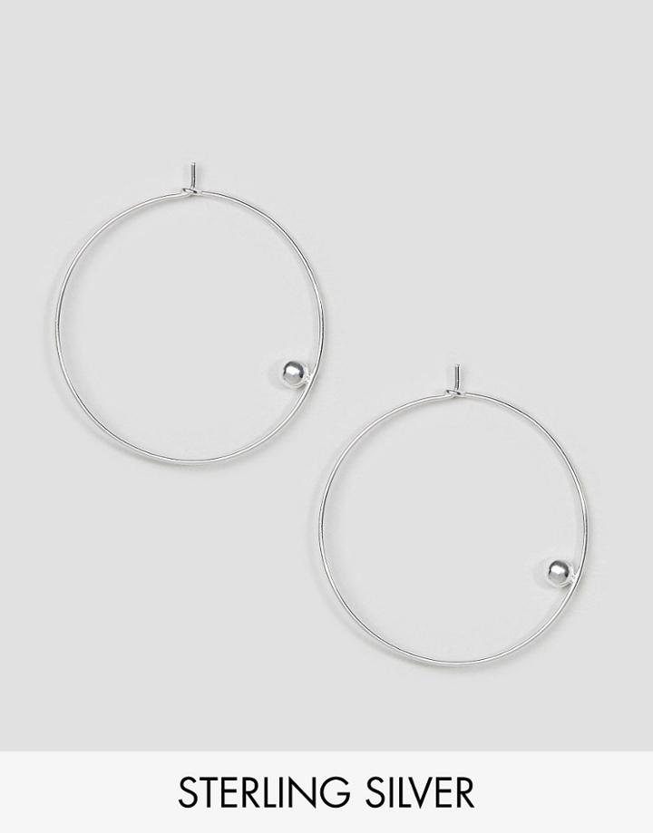 Asos Sterling Silver Dot Hoop 40mm Earrings - Silver